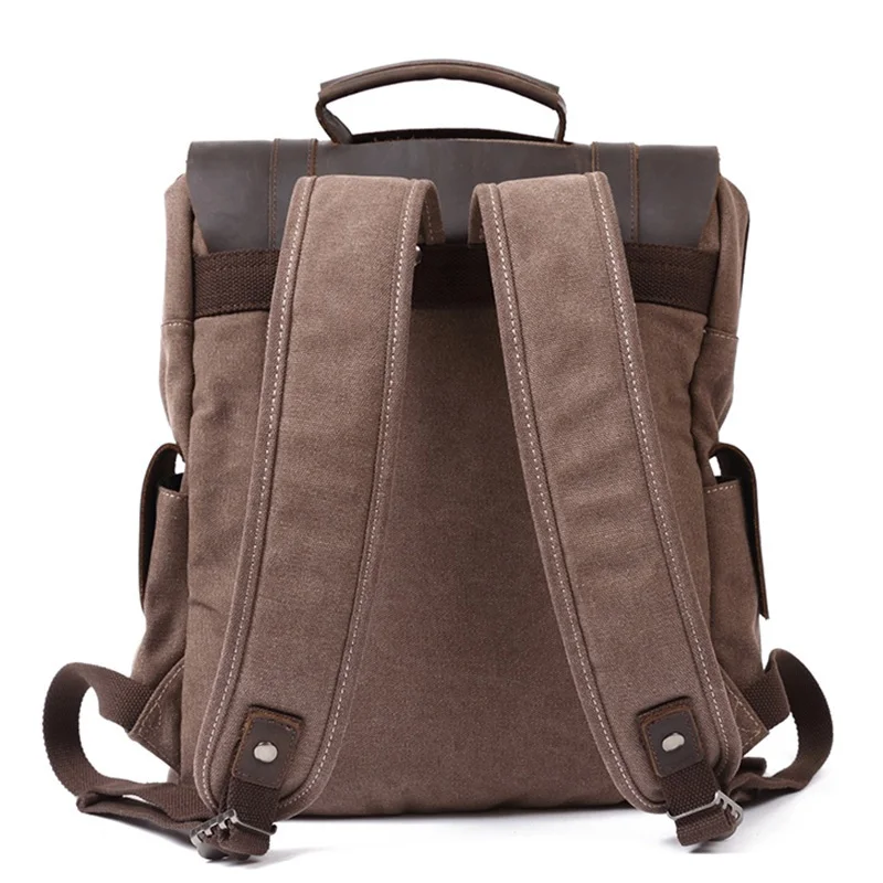 Винтажные брендовые холщовые кожаные рюкзаки из чистого хлопка мужской школьный