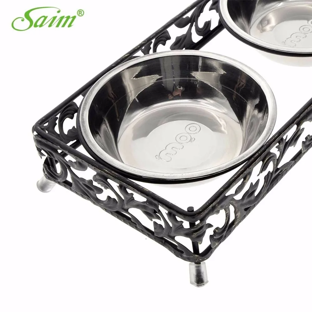 Кормушка для собак двойная кормушка кошек металлическая миска воды маленьких