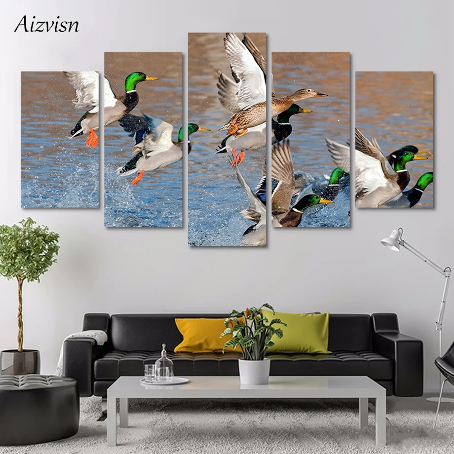 Aizvisn 5 шт крякшие утки поднимающиеся из воды декор для гостиной постер модульный