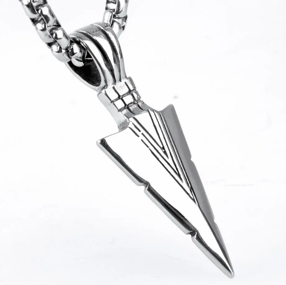 Striking Men's Vintage Spearhead Arrowhead Pendant Necklace for Men Special Surf Bike Chocker Stainless Steel Jewelry | Украшения и