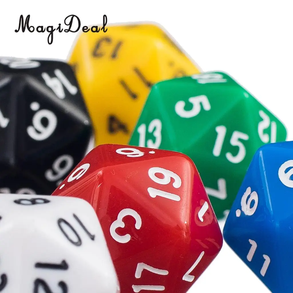 MagiDeal Новинка 6 шт. D20 игровые игральные кости двадцать сторонний Die ролевая игра D &