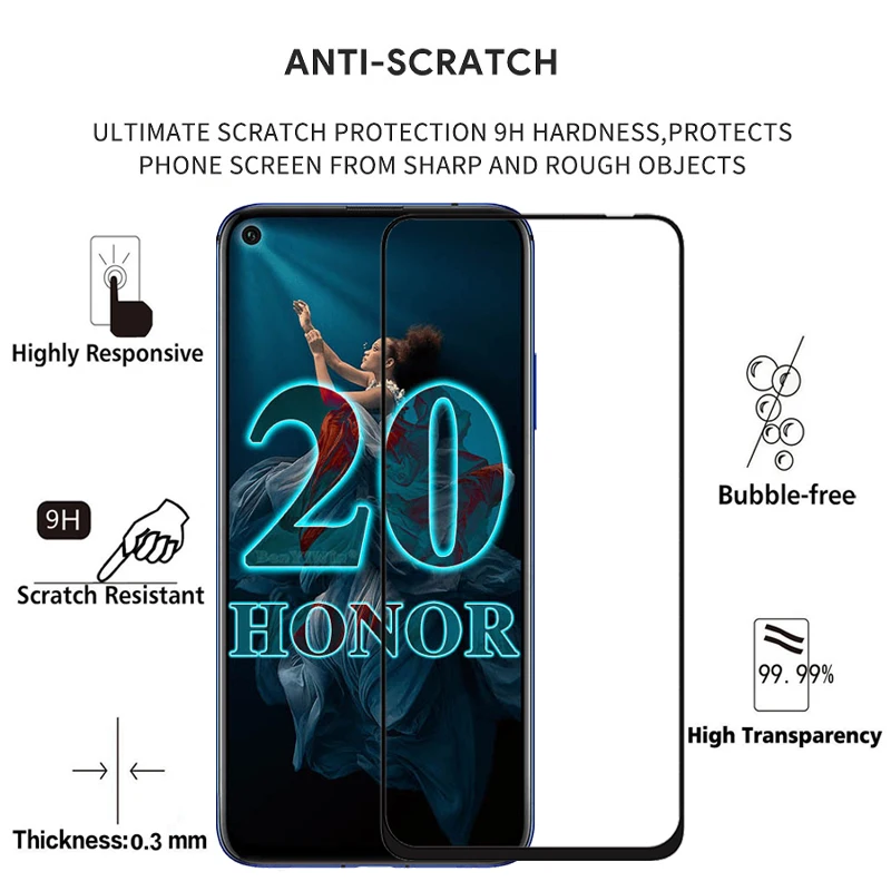 2 шт Полное покрытие экрана протектор Закаленное стекло для Huawei Honor 20 6 26 &quot9 H