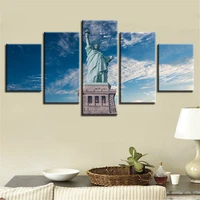 canvas paintings home decor 5 pieces statue of liberty blue sky landscape pictures modular wall art hd prints poster no frame