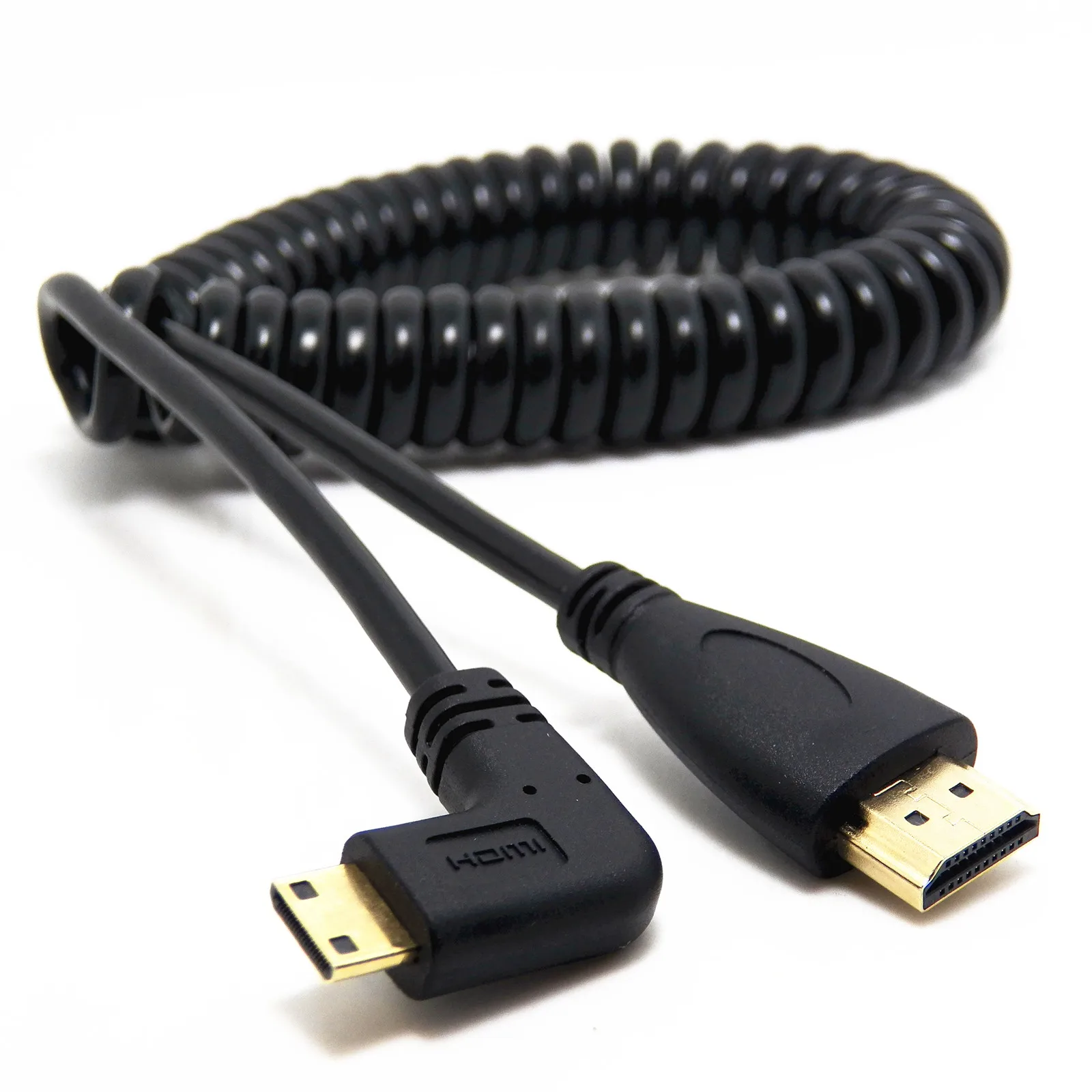 Micro HDMI Mini HDMI 90 градусов угловой штекер к HDMI растягивающийся пружинный кабель спиральный Разъем