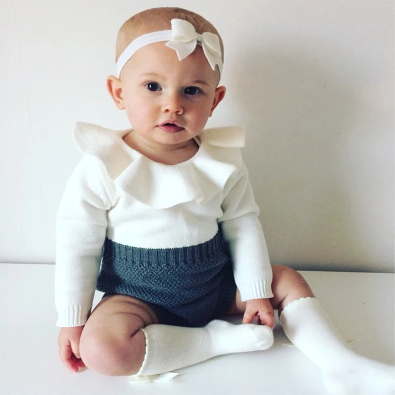 Новые младенческой детские комбинезоны Обувь для девочек с длинным рукавом