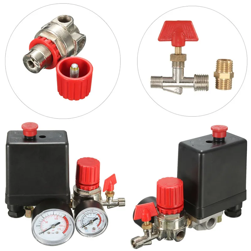 Регулируемый воздушный регулятор с четырьмя отверстиями 7 25 125 PSI|compressor pressure switch|psi