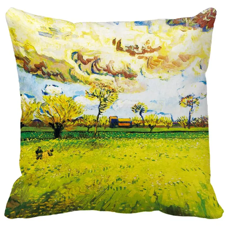 Наволочки для подушек с масляными рисунками NVan Gogh, простые геометрические декоративные наволочки для дивана из полиэстера и хлопка