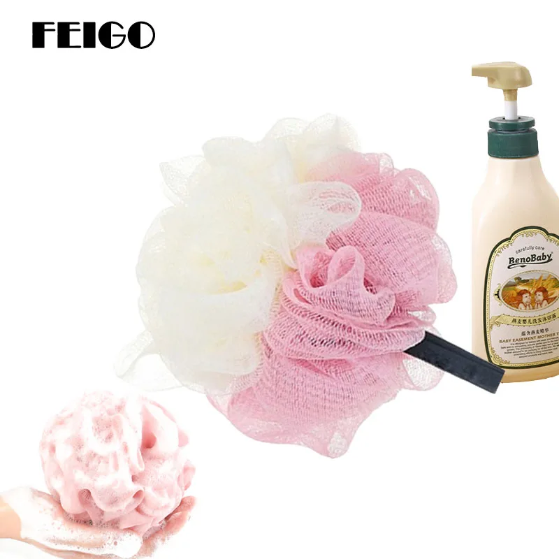

FEIGO 1Pcs Bath Ball Towel Child Adult Bath Flower Bubble Exfoliating Bath Ball body Massage Cleaning Bathroom Accessories F08