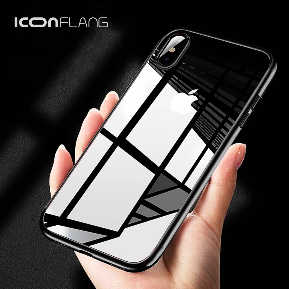 For iphone XS XR X 10 Case Cover Transparent Plating TPU Soft Silicone Back Max Phone |