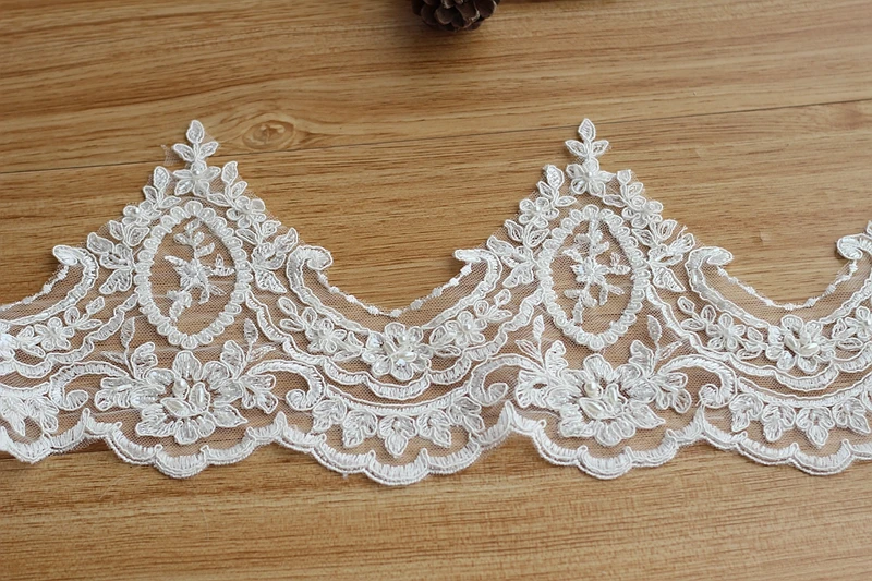 Alencon цвета слоновой кости кружевная отделка высокого качества ручной работы с