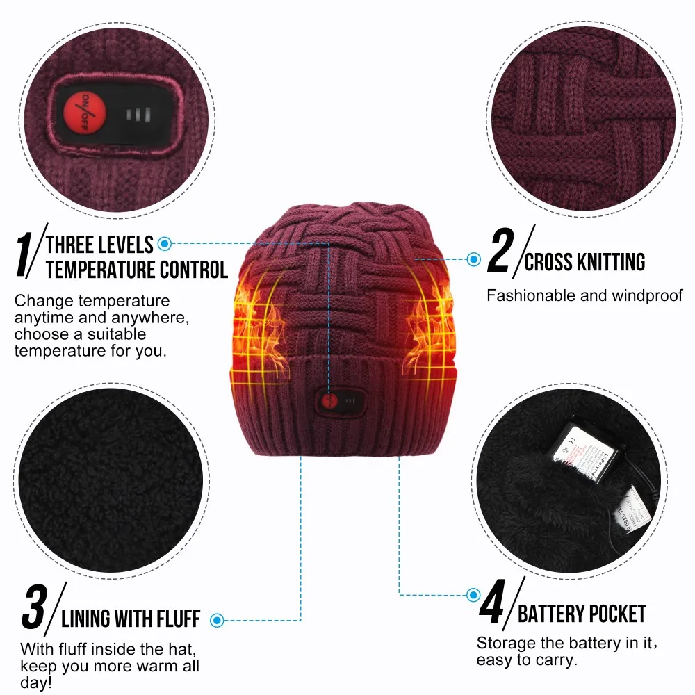 Зимняя новая модная шапка с подогревом и аккумулятором для катания на лыжах