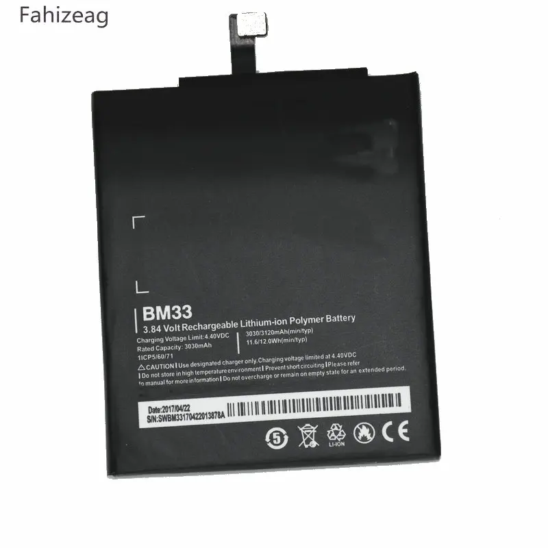 Fahizeag 3030mAh 11.6Wh BM33 BM 33 3.84VDC телефон Замена литий полимерный аккумулятор для Xiaomi Mi4i Mi