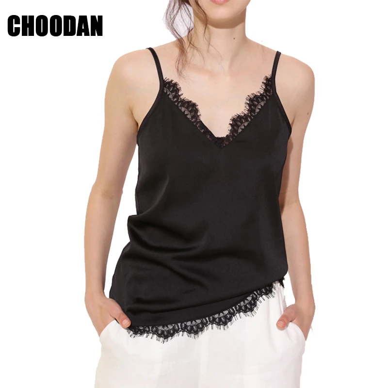 Топ женский атласный с кружевом майка без рукавов Атласный топ для фитнеса лето