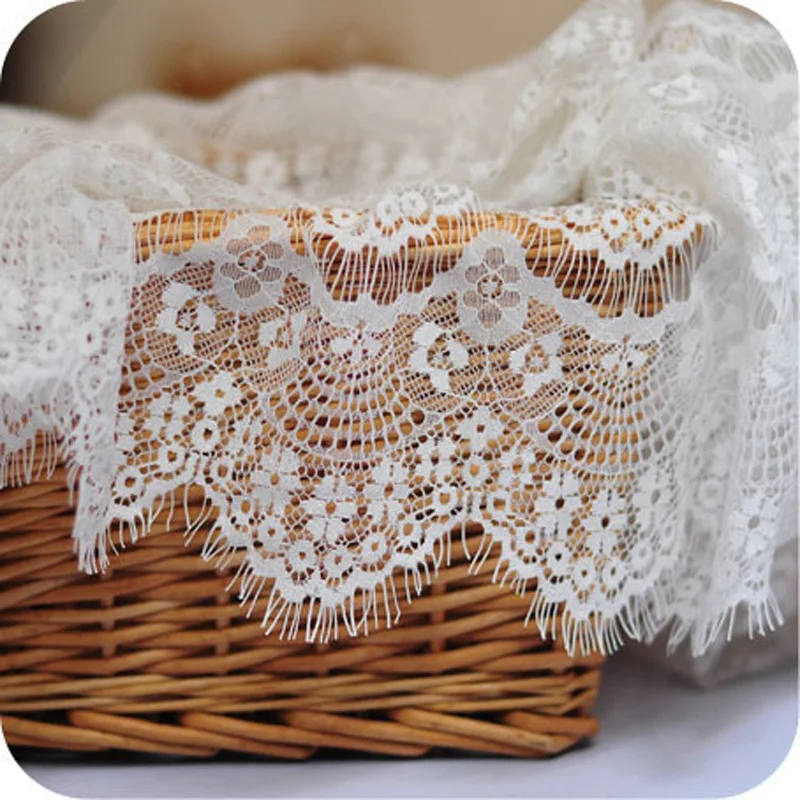 

5yards/lot long eyelash hollow lace traditional wedding lace fabric white/black for dress DIY