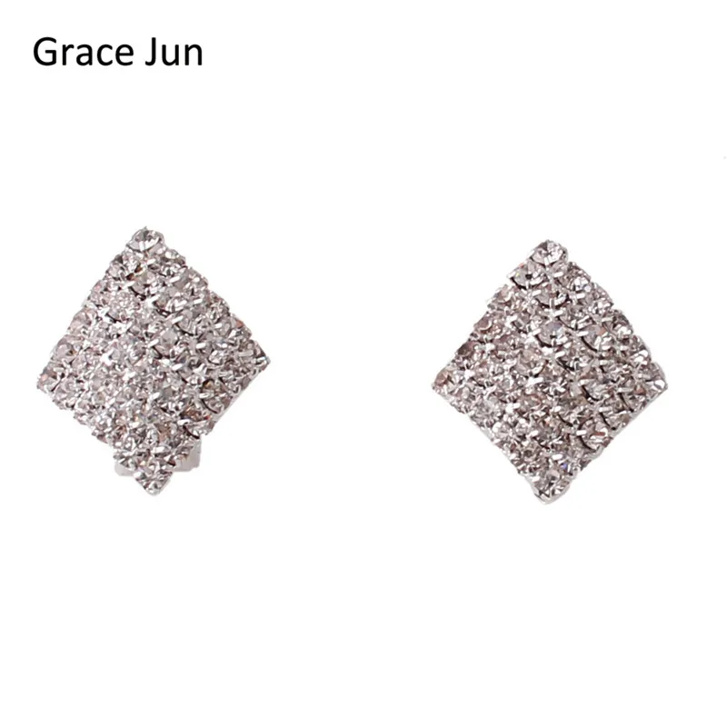 

Бренд Grace Jun, новый дизайн, геометрический свадебный кристалл, стразы, клипсы, серьги для женщин, без отверстий, клипсы для ушей, модные ювелир...