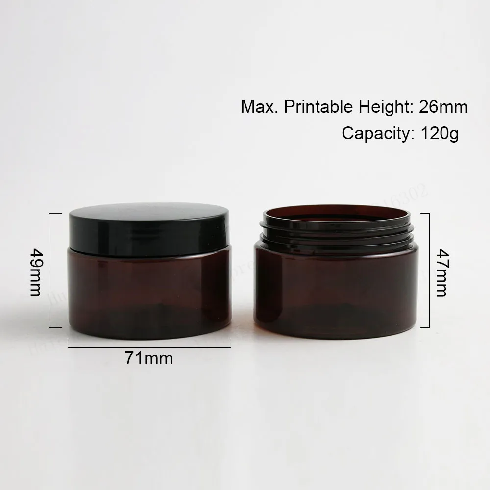 20x120 г Янтарный ПЭТ Крем банка 4oz коричневый крем макияж бутылка с пластиковой
