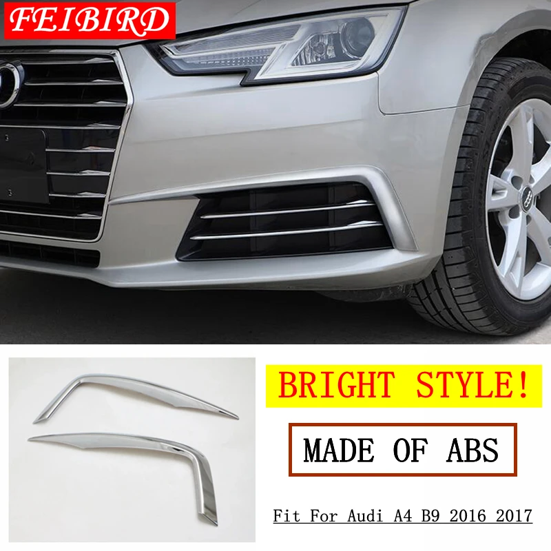 Fit For Audi A4 B9 2016 - 2019 ABS Bright Rear + Front Foglight Fog Lamp Lights Bezel Eyelid Eyebrow Decoration Frame Cover Trim |