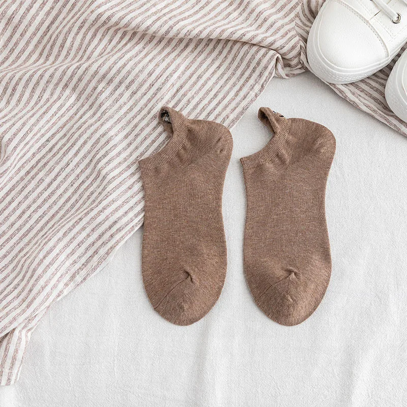 10 Kawaii Embroidered Expression Women Socks Happy Fashion Ankle Funny Socks Women Cotton Summer 1 Pair Candy Color - Цвет: 10