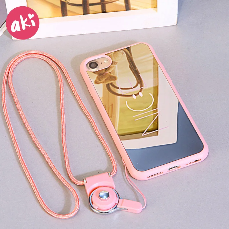 AKI Phone Case Mirror Reflection Soft TPU for iPhone 7 8 Plus Luxury Letter Smile NICE Back Cover 6s 6 |