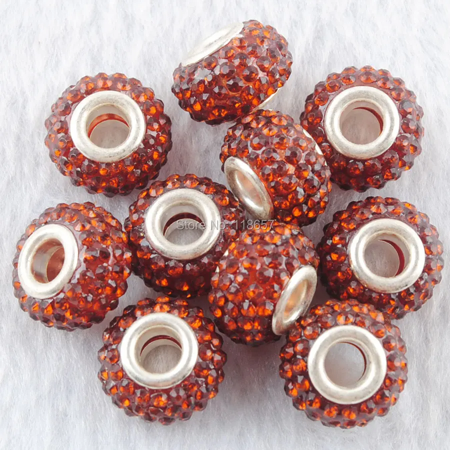 Light Siam Crystal Release Resin Rhinestones Spacer Beads Big Hole Fit European Bracelet Charms Jewelry 14x9mm 10Pcs IA3157 | Украшения и