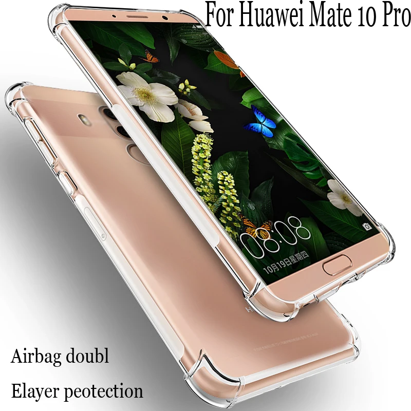 

For Huawei Mate 10 Pro Air Cushion Case Clear Crystal Soft Silicone TPU Shockproof Full Protection Phone Cover Mate10Pro Cases