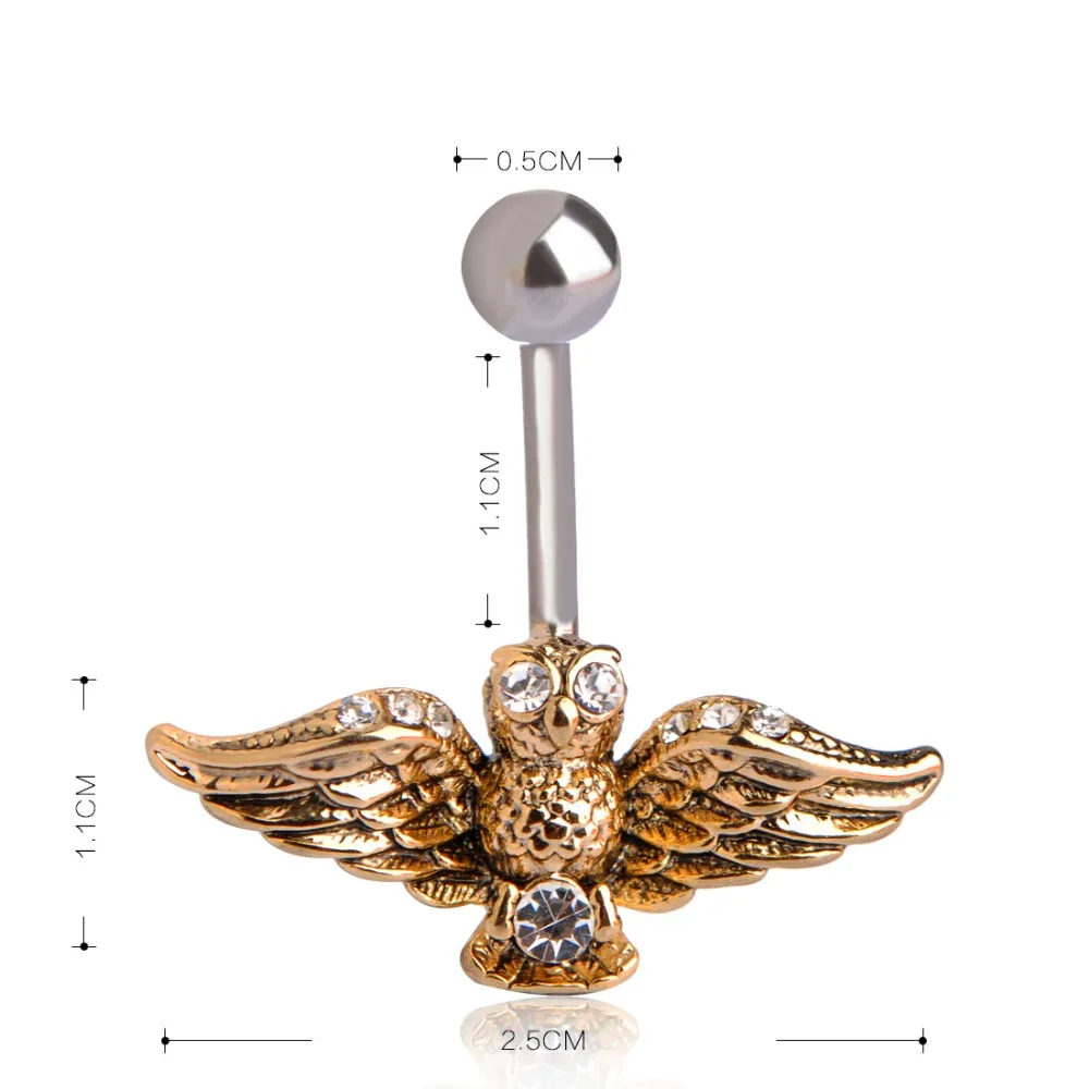 Funmor панк сова пупка кольцо 1 6 мм Пирсинг животных для ювелирные изделия |