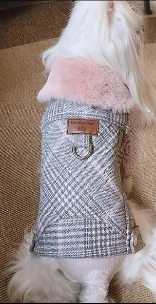 coat Роскошная зимняя собачья шерстяная одежда с меховым воротником щенок йоркширского терьера куртка для собаки пальто Одежда для маленького среднего домашнее животное чихуахуа - Цвет: coat