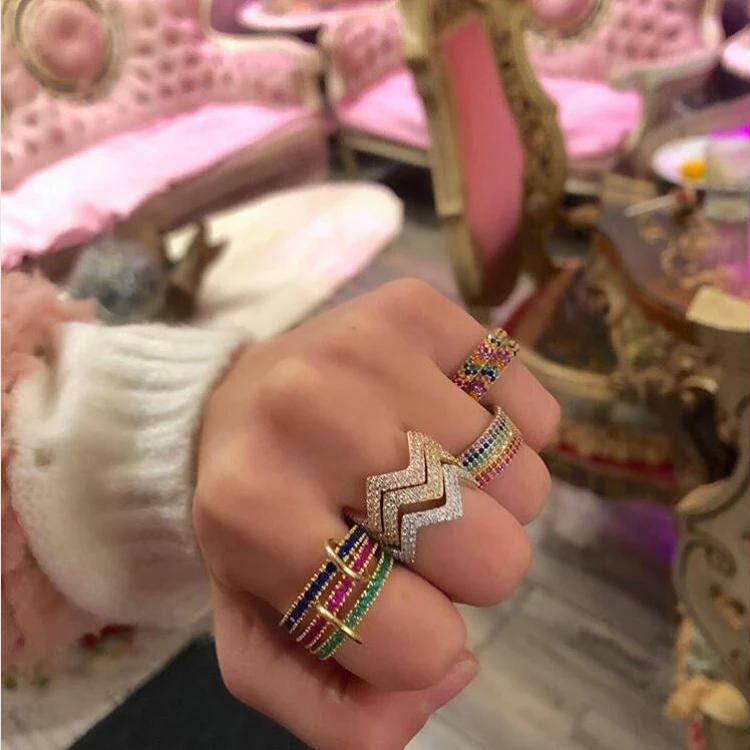 

2021 горячая Распродажа кольца Анель различные цвета Aaa кубический цирконий группа Cz вечность Мода стек штабелируемое кольцо оптовая продажа...