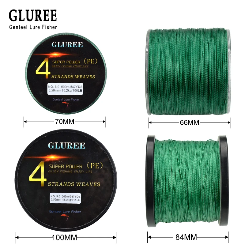 Gluree 500M547Yards 4 стоит PE плетеная леска 100% ПЭ Multifilament лески Супер сильный высокое