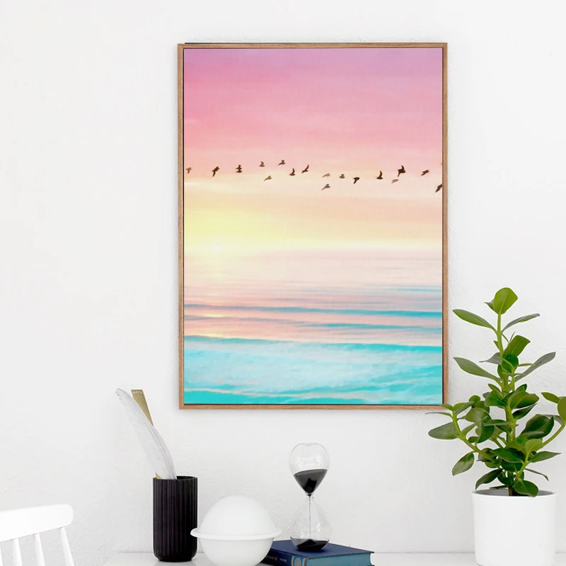 

Hawaii Beach Ocean View Coconut Leaf Deck Chair Canvas Painting Art Print Poster Picture Home Decoration Wall Decora
