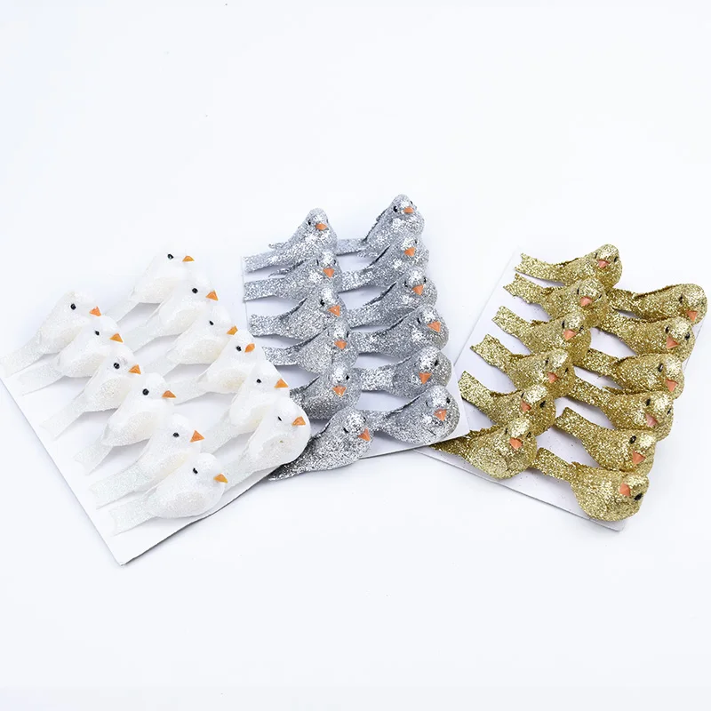 12pcs Cheap Fake Foam Gold Bird Christmas Wreath Decorations for Home Wedding Party Kids Toys Fridge Sticker Artificial Plants | Дом и сад