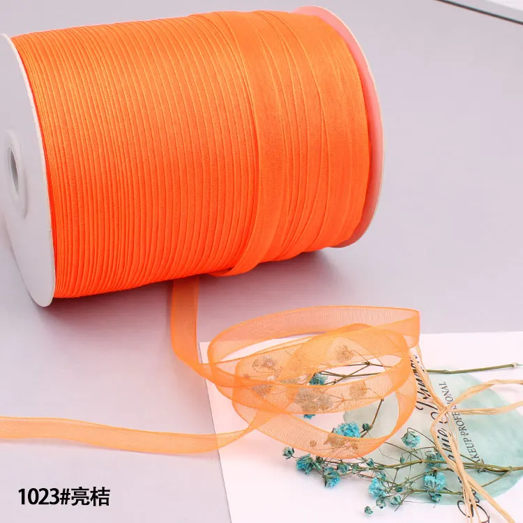10 мм ленты из органзы(10 м/лот) DIY повязка на голову заколки бант Материал Рождество Хэллоуин упаковка для свадебного подарка ленты - Цвет: Оранжевый