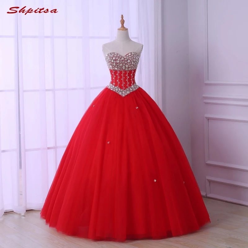 

Пышные Красные платья для Quinceanera, тюлевые милые 16 платьев, бальное платье, маскарадные Бальные платья, платья для 15 лет