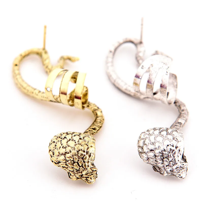 Кобра Форма уха Запонки крюк готический панк стиль костяного Клипсы Серьги