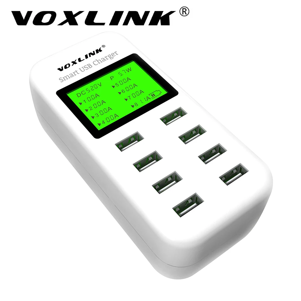 VOXLINK 8 портов Smart USB зарядное устройство концентратор с ЖК дисплеем 40 Вт мульти
