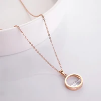 yun ruo 2019 new simple crystal pendant necklace fashion rose gold color titanium steel woman jewelry never fade hypoallergeni