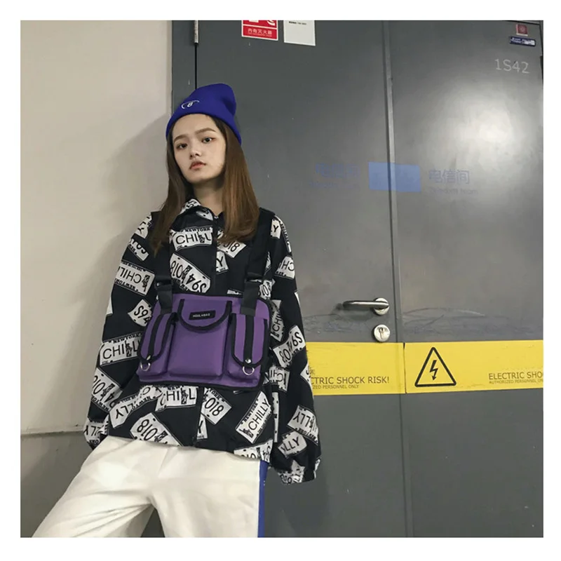 Мужская холщовая тактическая нагрудная поясная сумка Punck Rig хип хоп Уличная