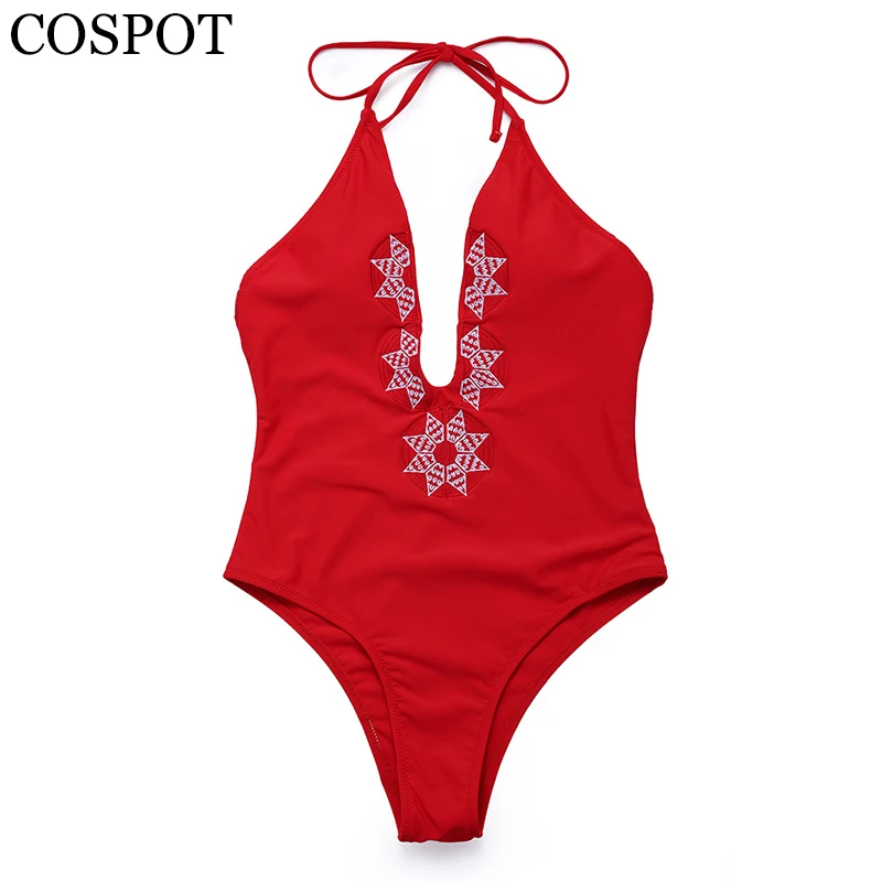

COSPOT Bikini 2019 Solid Bather Swimsuit One Piece Swimwear Swimming Suit For Women Swimwear Female Swimsuit Woman Monokini Sexy