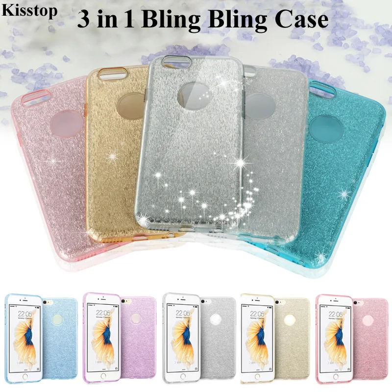 Kisstop 3 in 1 Bling Card Clear PC Hard Phone Case For iPhone X 7 8 6 6S Shining Back Cover 6s Plus Coque Capa |