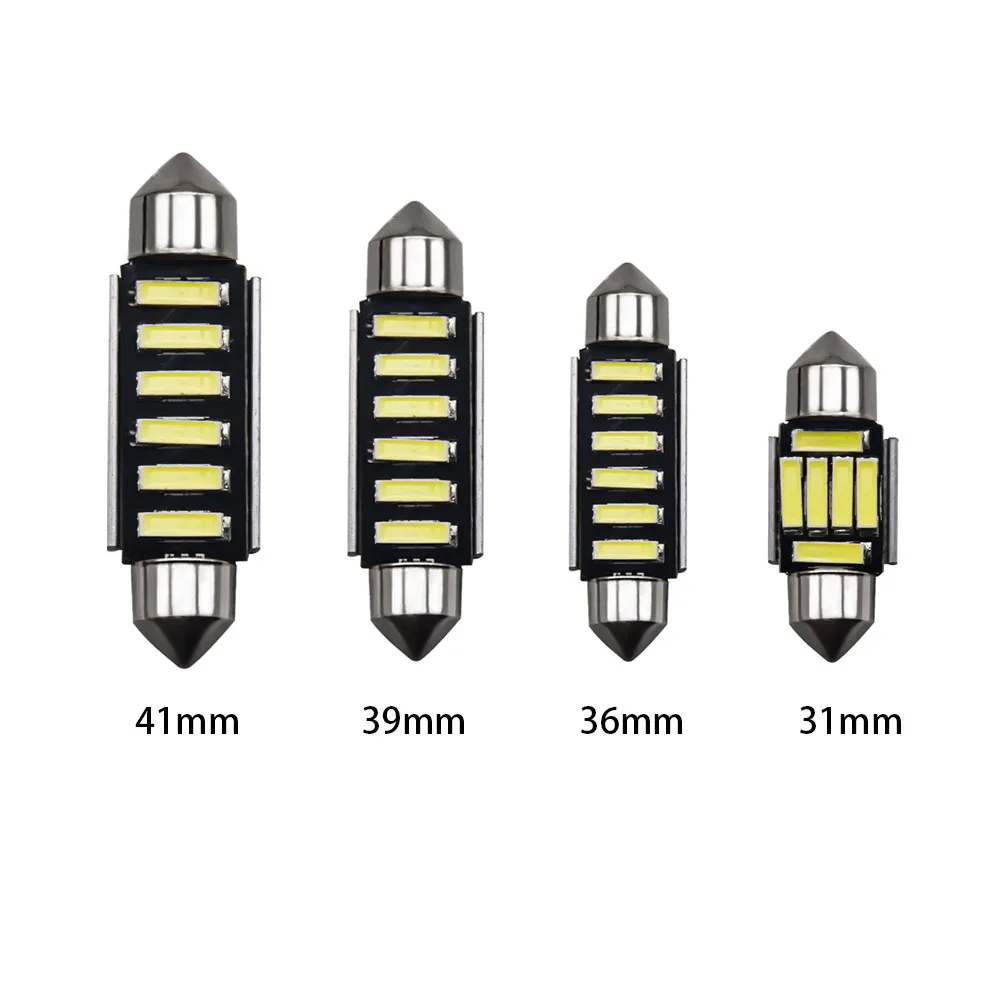 100 шт. C5W C10W 31 мм 36 39 41 7020 SMD 6 светодиодный Автомобильный фестон светильник Canbus