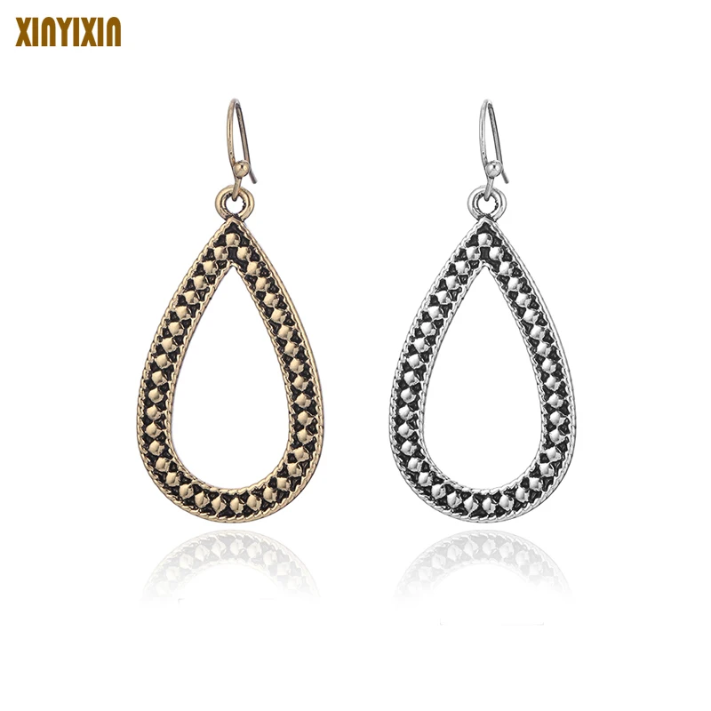 Винтажные большие золотые овальные капли воды серьги для женщин