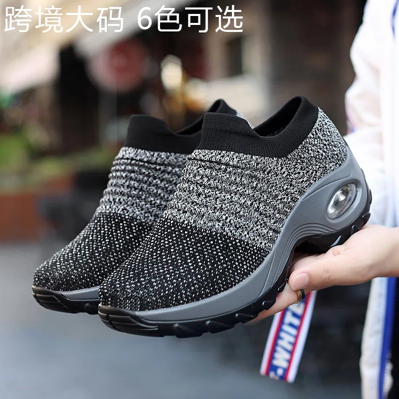 2019 Spring women sneakers shoes flat slip on platform sneakers for women black breathable mesh sock sneakers shoes 1839