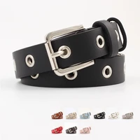 fashion wild women faux leather hollow belts solid color thin skinny waistband for dress jeans adjustable female waist belt