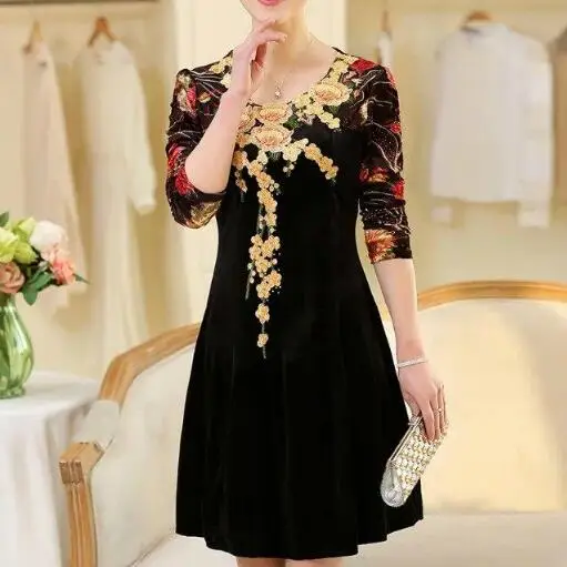 Платье туника Clobee JC87 с длинным рукавом и цветочным принтом|big size dress|clothing womanbig |