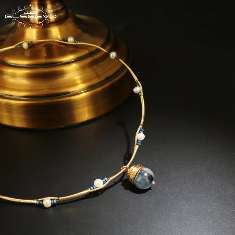 GLSEEVO Natural Fresh Water Baroque Pearl Flower Pendant Necklace For Women Luxury Fine Jewellery Bijoux Collares Collane GN0065 | Украшения
