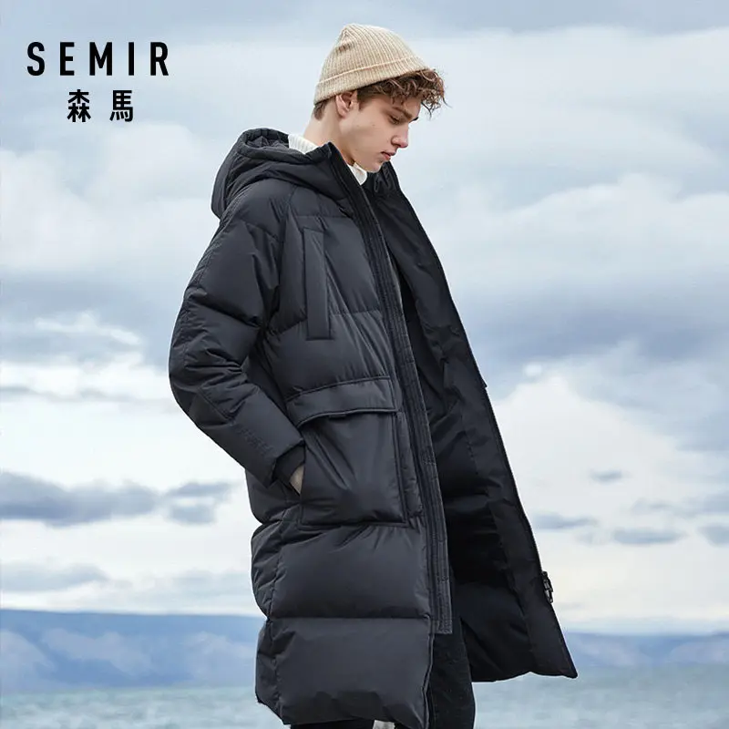 SEMIR новая одежда зимняя куртка мужская деловая длинная толстая зимняя куртка мужская однотонная модная верхняя одежда теплое длинное пальто для мужчин