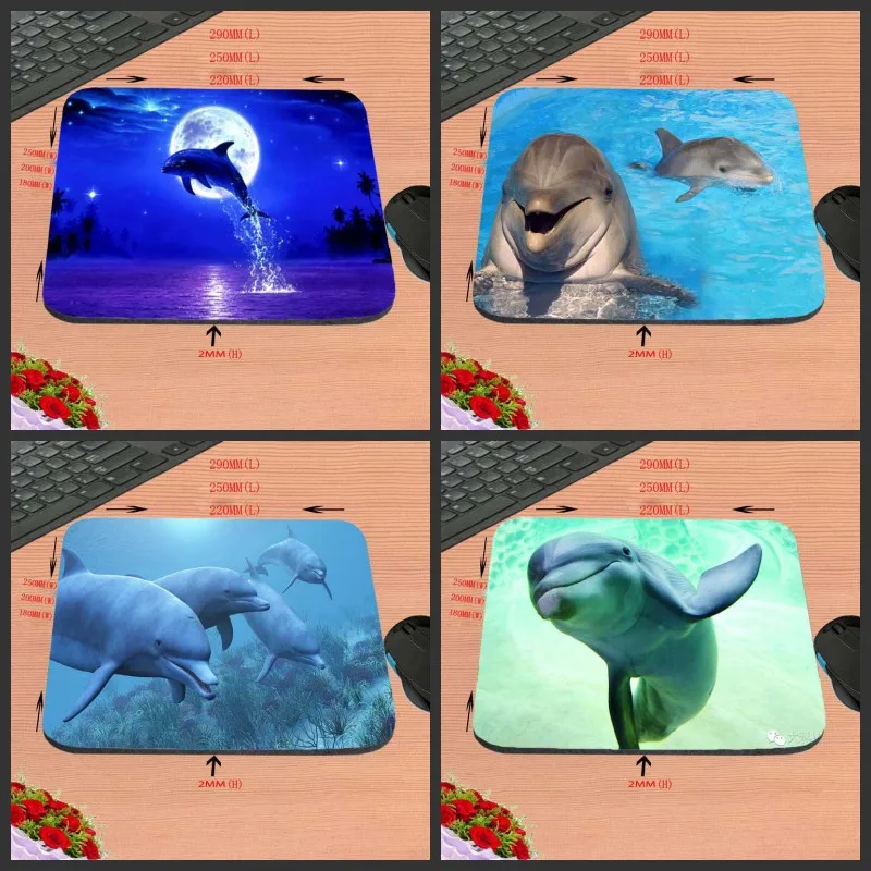 Прямоугольный Коврик для мыши с изображением дельфинов под морем | Компьютеры и