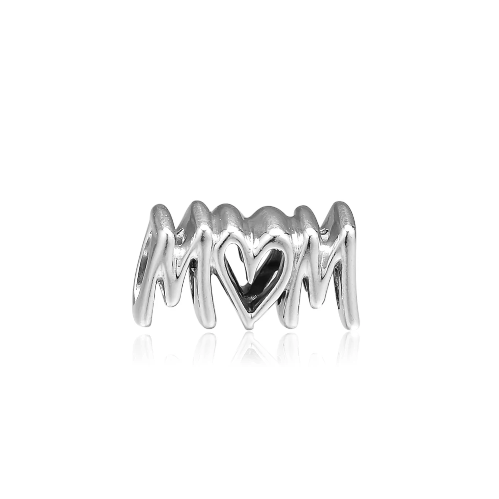 CKK Fit Pandora Браслеты мама скрипт талисманы 925 стерлингового серебра Шарм бусины для бусина для изготовления украшений