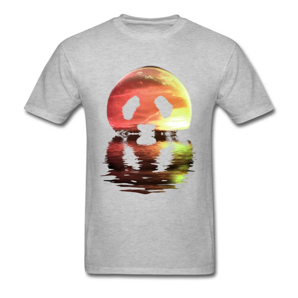 Закат панда луна тень футболки мужские формальные короткий рукав пуловер