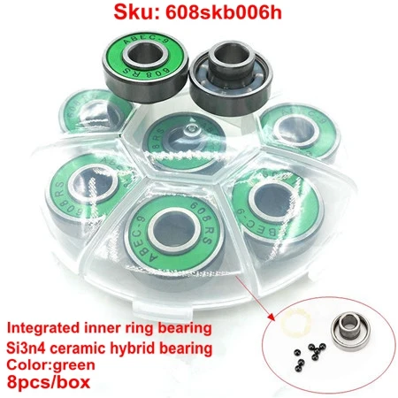 8pc green Новинка! черный керамический шариковый подшипник для скейтборда 608rs, интегрированный разделительный подшипник для Лонгборда, дрифт, дэнсборд, удлиненная распорка 608 - Цвет: 8pc green